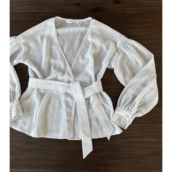 SAMSOE Light Blue Wrap Blouse - Picture 2 of 9